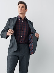 Grey Slim Textured Motion Flex Stretch Suit Jacket - Image 4 of 9