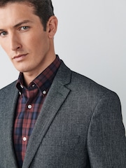 Grey Slim Textured Motion Flex Stretch Suit Jacket - Image 6 of 9