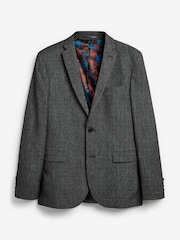 Grey Slim Textured Motion Flex Stretch Suit Jacket - Image 8 of 9