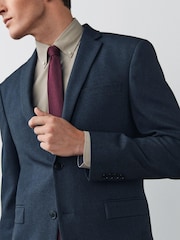 Navy Slim Textured Motion Flex Stretch Suit Jacket - Image 1 of 1