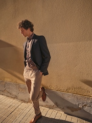 Navy Slim Textured Motion Flex Stretch Suit Jacket - Image 5 of 5