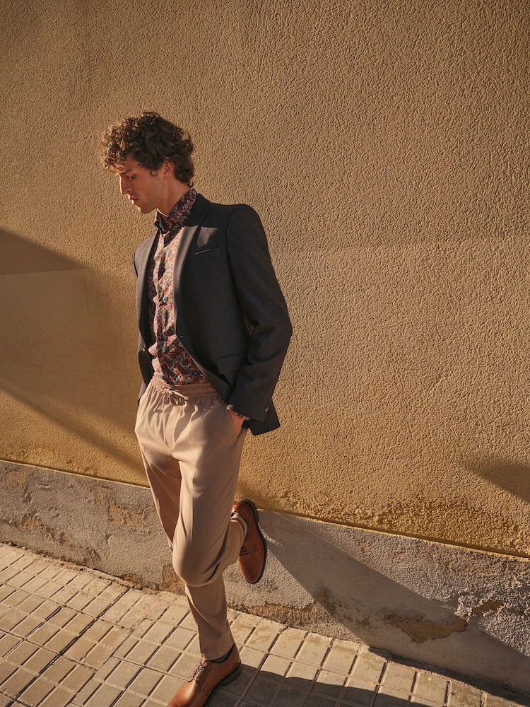 Navy Slim Textured Motion Flex Stretch Suit Jacket - Image 5 of 5 Navy Slim Textured Motion Flex Stretch Suit Jacket - Image 5 of 5