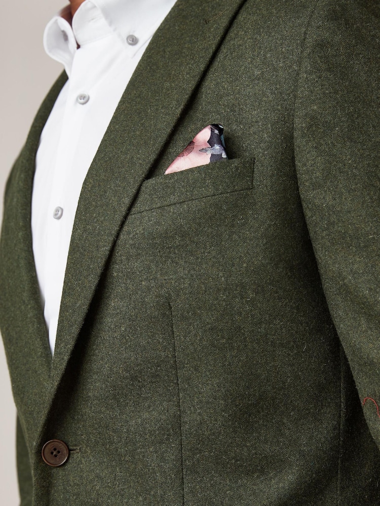 Vert - mince - Coupe ajustée Wool Donegal Costume Veste - Image 4 of 9