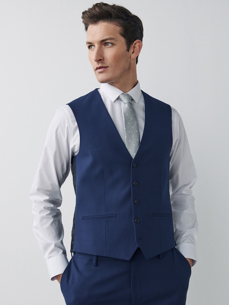 Bright Blue Regular Fit Motionflex Stretch Waistcoat - Image 1 of 8 Bright Blue Regular Fit Motionflex Stretch Waistcoat - Image 1 of 8