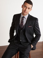 Black Tailored Fit 100% Wool Suit: Jacket - Image 1 of 8