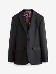Black Tailored Fit 100% Wool Suit: Jacket - Image 4 of 8