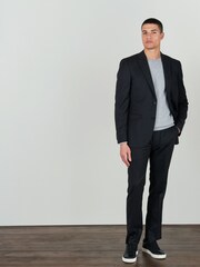 Charcoal Tailored Fit 100% Wool Suit: Jacket - Image 2 of 8