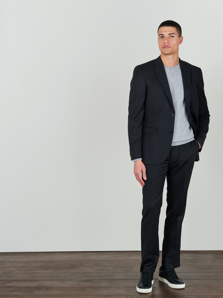 Charcoal Tailored Fit 100% Wool Suit: Jacket - Image 2 of 8