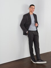 Charcoal Tailored Fit 100% Wool Suit: Jacket - Image 3 of 8