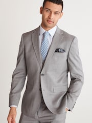 Grey Tailored Fit 100% Wool Suit: Jacket - Image 1 of 6