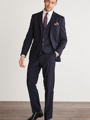 Navy Tailored Fit 100% Wool Suit: Jacket - Image 2 of 7