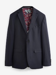 Navy Tailored Fit 100% Wool Suit: Jacket - Image 7 of 7