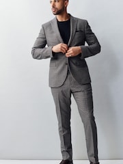 Brown Skinny Fit Check Suit: Jacket - Image 1 of 6