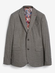 Brown Skinny Fit Check Suit: Jacket - Image 2 of 6