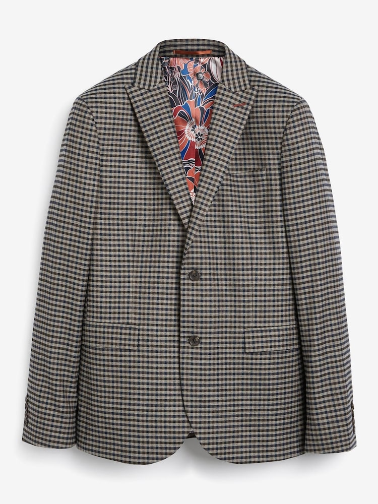 Brown Skinny Fit Check Suit: Jacket - Image 2 of 6