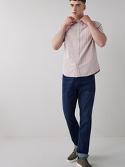 Pink Stripe Short Sleeve Grandad Collar Shirt - Image 3 of 6