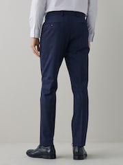 Navy Blue Slim Fit Motion Flex Stretch Check Suit: Trousers - Image 3 of 5