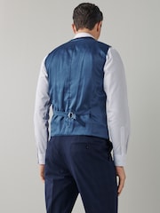 Navy Blue Motion Flex Stretch Check Suit Waistcoat - Image 2 of 13
