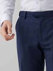 Navy Blue Motion Flex Stretch Check Suit Waistcoat - Image 8 of 13