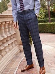 Blue Tailored Fit Check Suit: Trousers - Image 1 of 8