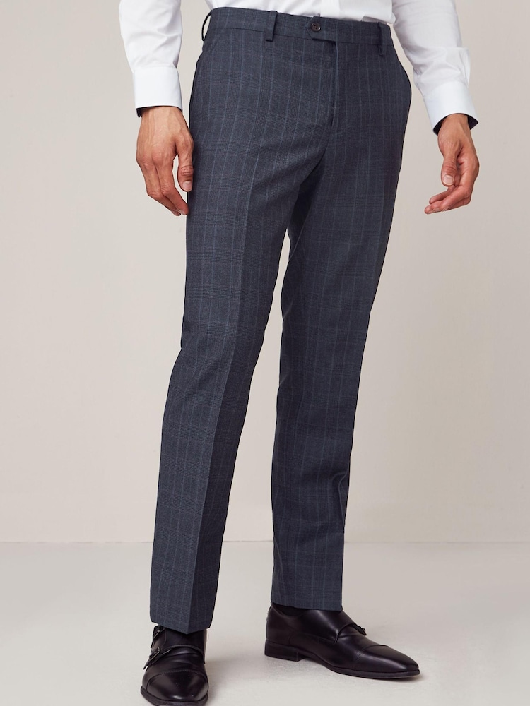Blue Skinny Fit Check Suit: Trousers - Image 1 of 7