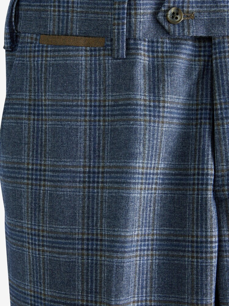 Blue Textured Check Slim Fit Suit: Trousers - Image 2 of 2