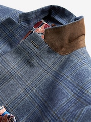 Blue Textured Check Slim Fit Suit: Jacket - Image 6 of 6