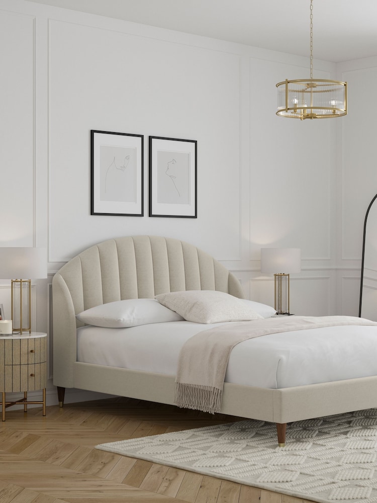 Soft Texture Light Natural Stella Upholstered Bed Frame - Image 1 of 6