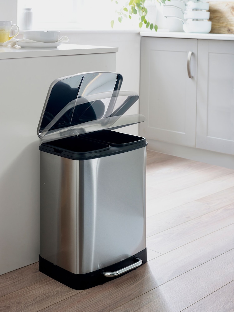 Chrome 24L Twin Compartment Recycling Bin - Image 2 of 5