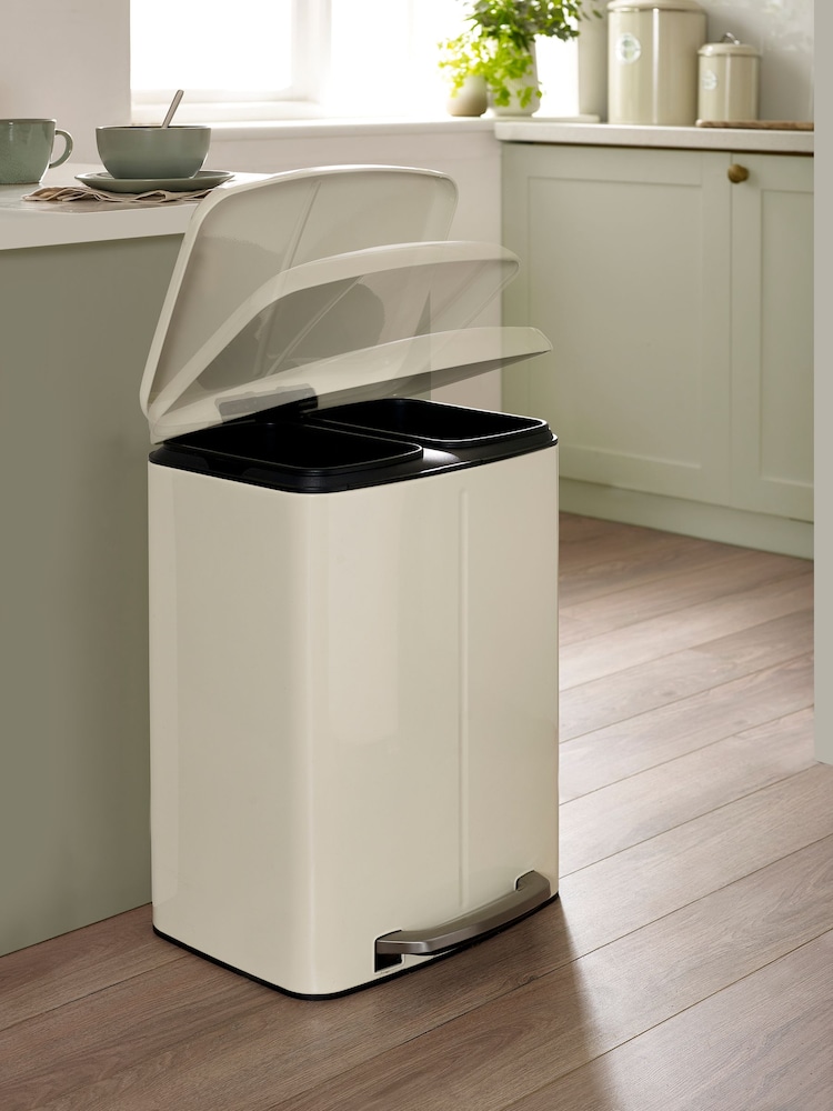 Cream 40L Twin Compartment Recycling Bin - Image 2 of 4