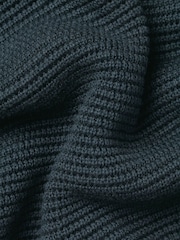 Charles Tyrwhitt Blue Knit Texture Long Sleeve Cotton Polo Shirt - Image 5 of 5