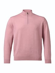 Charles Tyrwhitt Pink Pure Merino Quarter Zip Jumper - Image 3 of 5