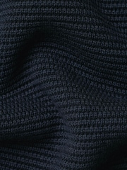Granatowy - Bawełniana koszulka polo Charles Tyrwhitt z teksturowanej dzianiny z długim rękawem - Obraz 5 z 5