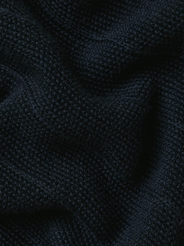 Charles Tyrwhitt Navy Blue Stripe Texture Button Through Short Sleeve Knitted Cotton Polo Shirt - Image 5 of 5 Charles Tyrwhitt Navy Blue Stripe Texture Button Through Short Sleeve Knitted Cotton Polo Shirt - Image 5 of 5