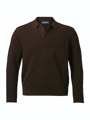 Charles Tyrwhitt 针织纹理长袖棉质 Polo 衫 - 6的图像4｝
