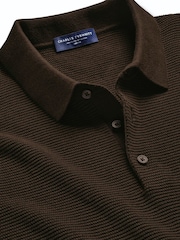 Charles Tyrwhitt 针织纹理长袖棉质 Polo 衫 - 6的图像5｝