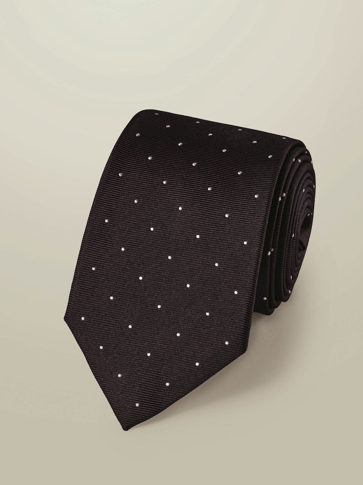 Charles Tyrwhitt Brown Silk Spot Tie - Image 1 of 3 Charles Tyrwhitt Brown Silk Spot Tie - Image 1 of 3