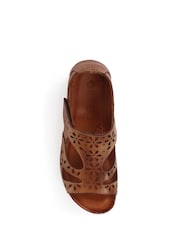 Pavers Tan Ladies Leather Wide Fit Sandals - Image 4 of 5