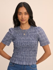 Nobodys Child Blue Nat Shirred Top - Image 1 of 5