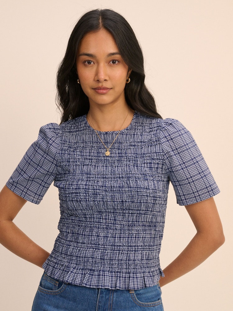 Nobodys Child Blue Nat Shirred Top - Image 1 of 5