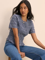 Nobodys Child Blue Nat Shirred Top - Image 2 of 5