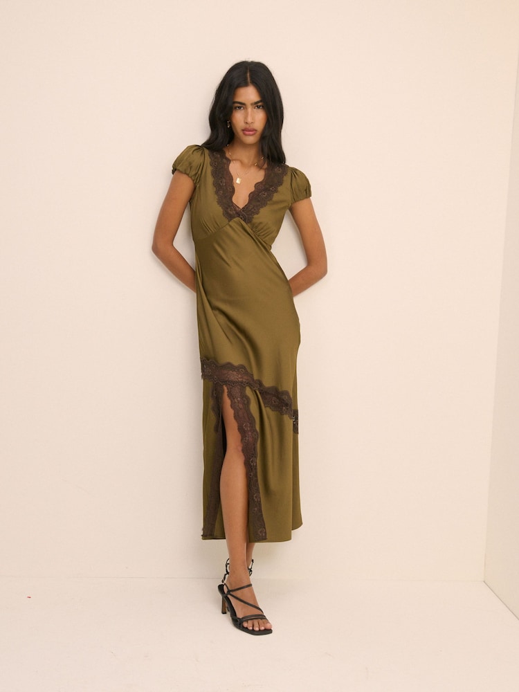 Nobodys Child Green Gloria Midi Dress - Image 1 of 4 Nobodys Child Green Gloria Midi Dress - Image 1 of 4