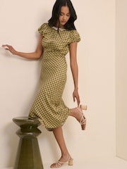 Nobodys Child Green Marianna Midi Dress - Image 4 of 5