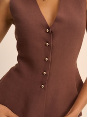 Nobodys Child Brown Peplum Knitted Waistcoat - Image 5 of 5