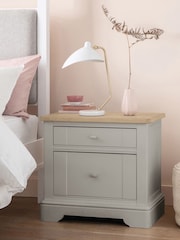 Grey Hampton Country Collection Luxe Painted Oak 2 Drawer Wide Bedside Table - Image 1 of 6
