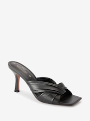 Black Leather Signature Twist Mules - Image 3 of 5