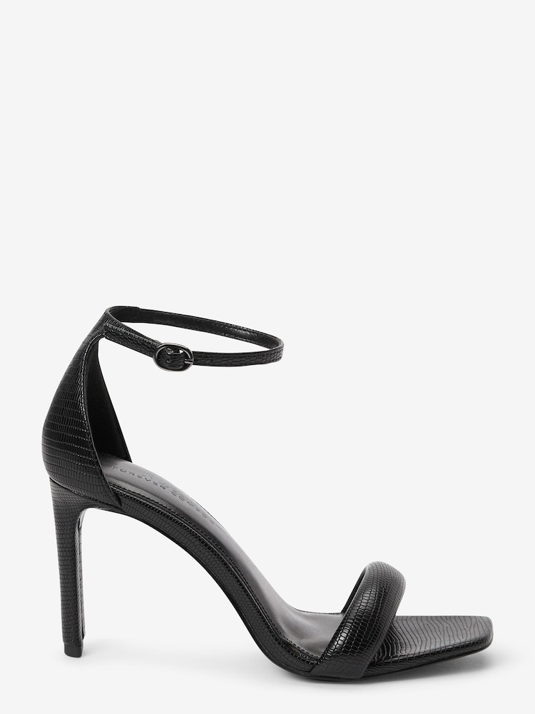 Black Forever Comfort® Square Toe Heeled Sandals - Image 1 of 4