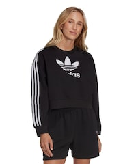 adidas Originals Womens White Split Crew-Neck Sweatshirt - Image 1 of 7