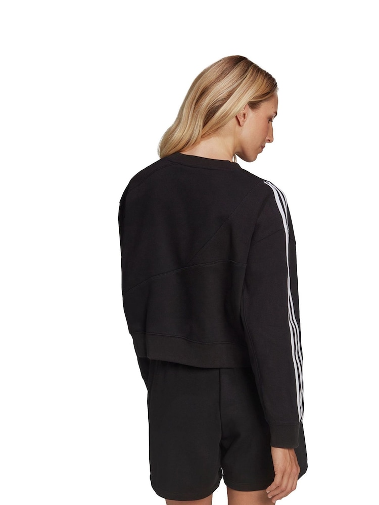 adidas Originals Womens White Split Crew-Neck Sweatshirt - Image 2 of 7