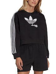 adidas Originals Womens White Split Crew-Neck Sweatshirt - Image 4 of 7